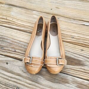 a.n.a Tan Leather Ballet Flats with Buckle